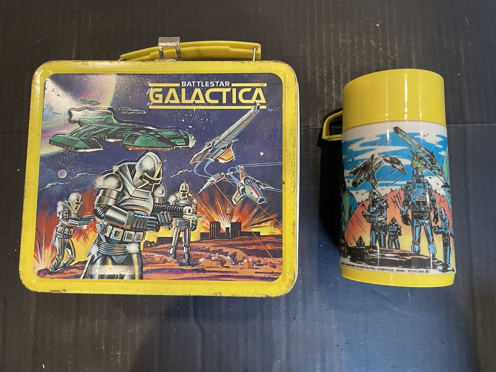 BATTLESTAR GALATICA Vintage 1978 Metal Lunchbox & Thermos Cult Classic Sci-fi TV