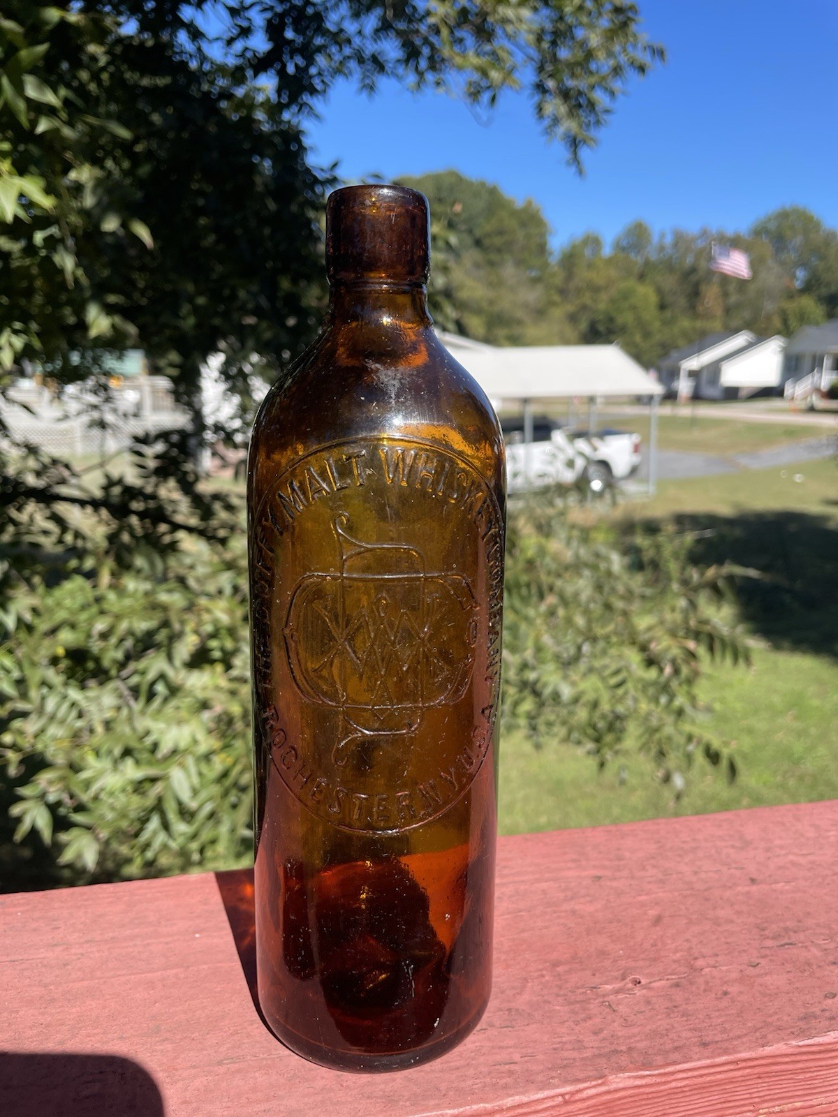 Antique The Duffy Malt Whisky Co. Rochester N.Y.Amber Bottle 1886