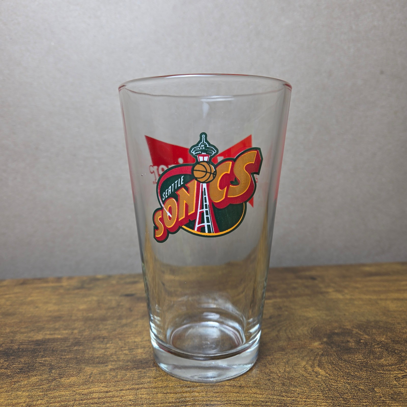 Seattle SuperSonics Budweiser Pint Glass Space Needle Logo Beer Tumbler