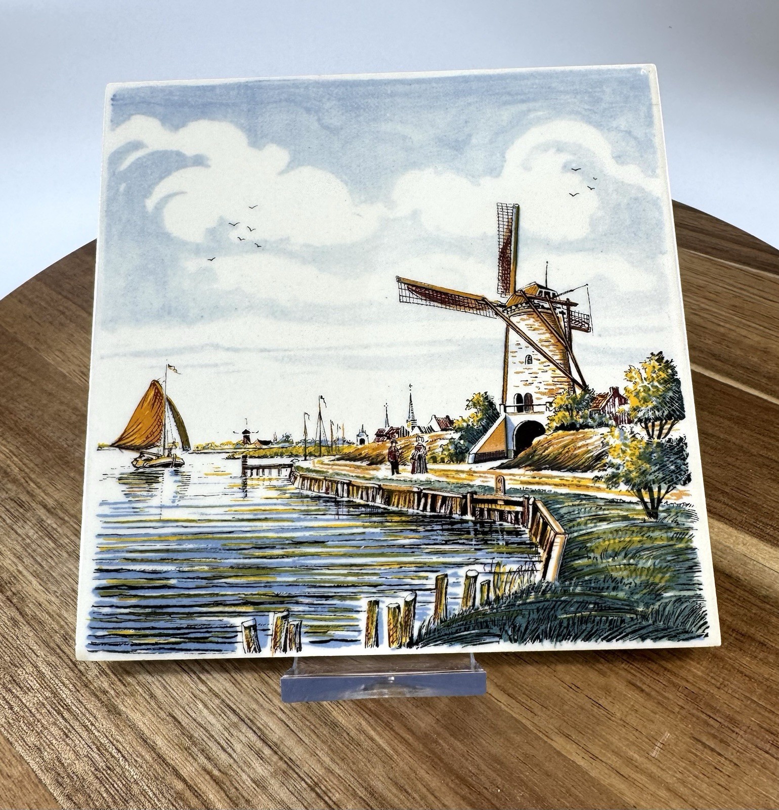 Vintage Handpainted Tile Holland Windmill Dutch