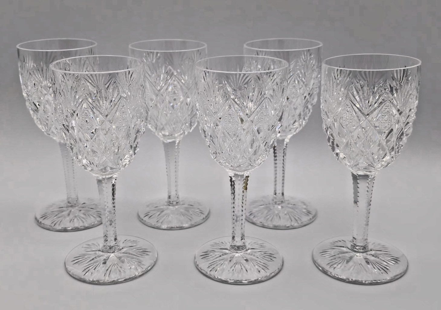 St Louis Florence Pattern Pineapple Wine Glasses 6 1/2