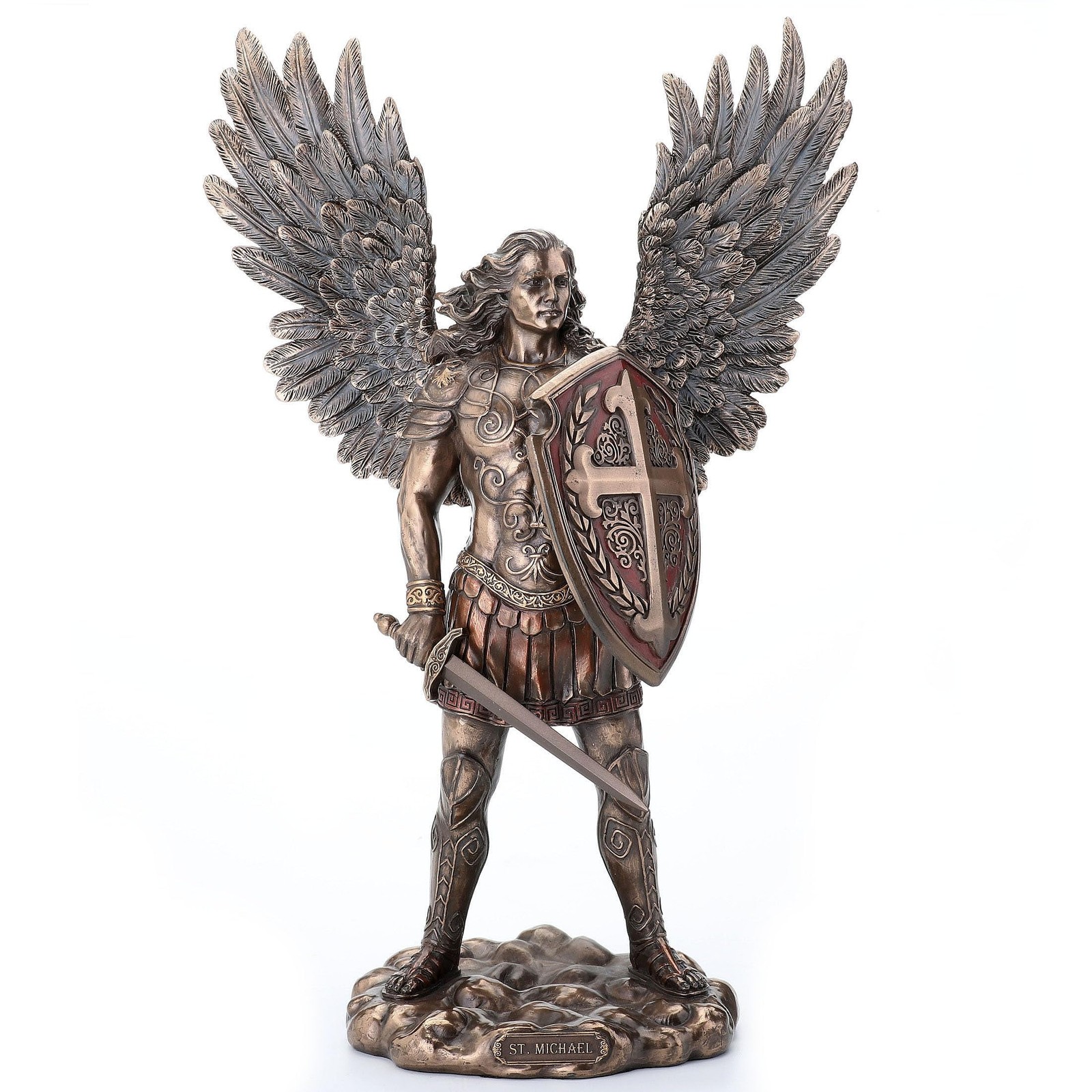 VERONESE Resin Statues St. Michael The Archangel in Battle Gear Bronze