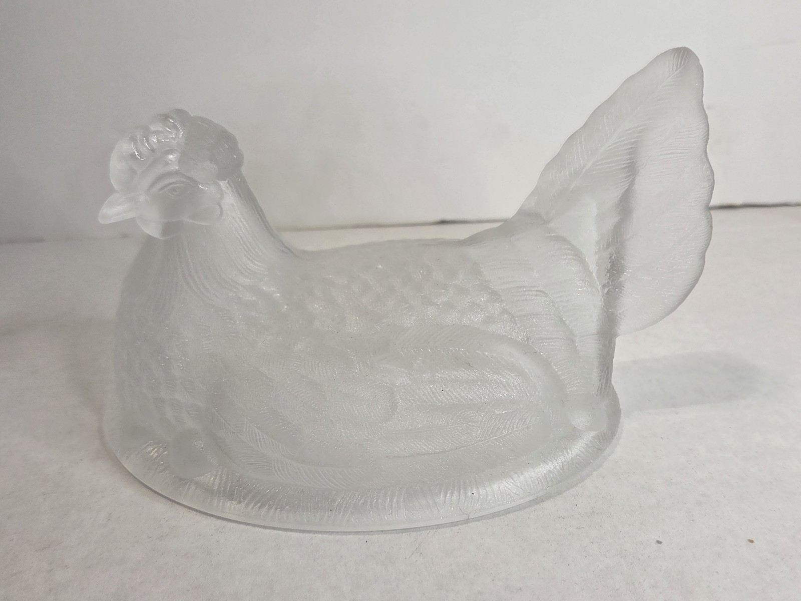Westmoreland Satin Frosted Clear Glass Hen on Nest  7\