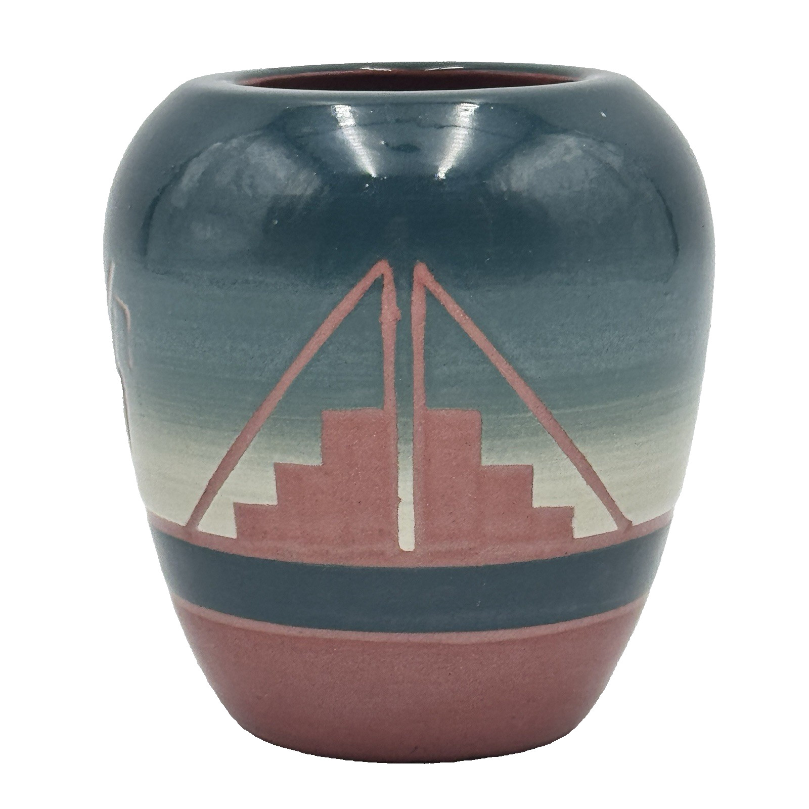 Sioux Pottery Vase Signed High Elk Lakota Native American Hand Painted Art Vtg 
