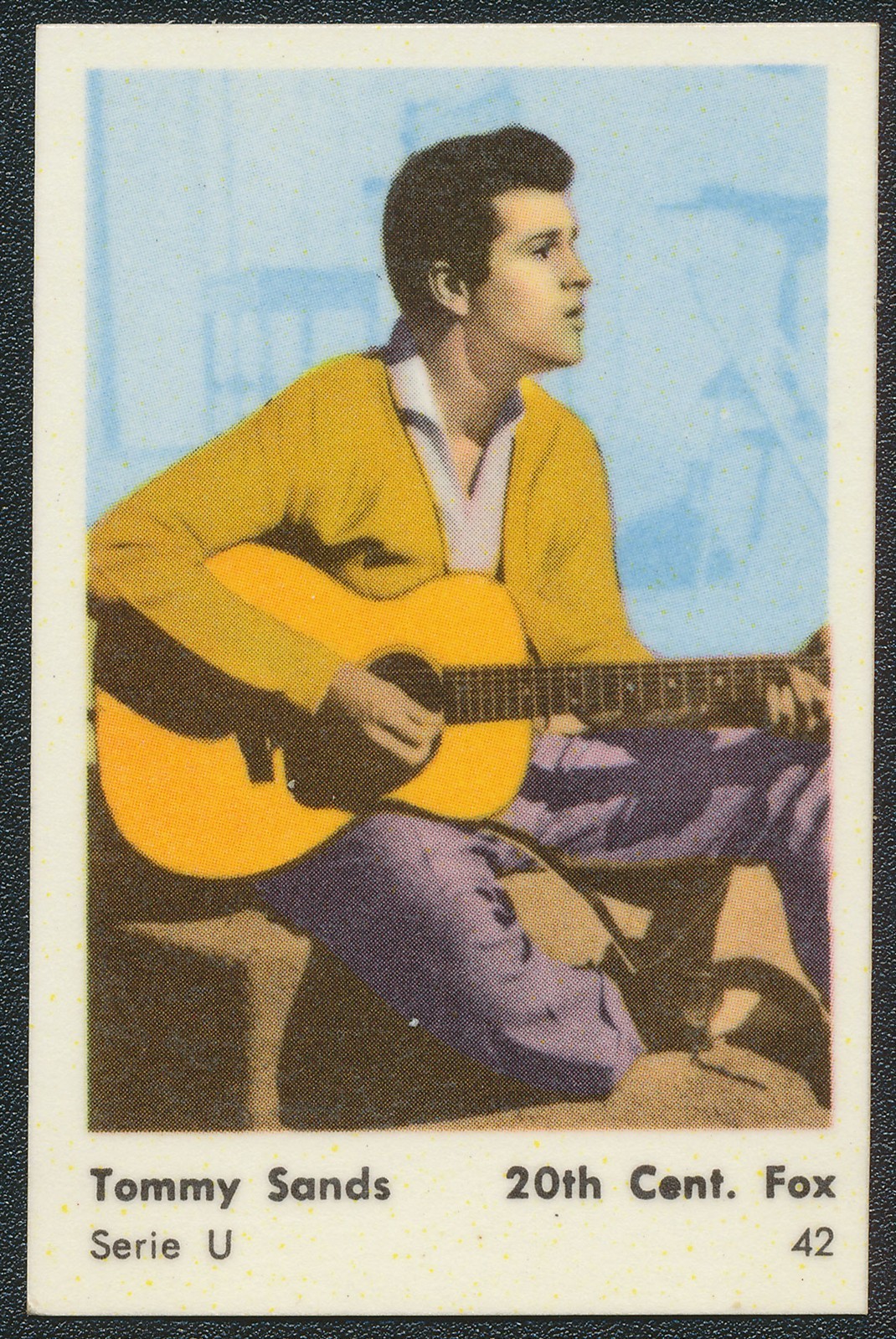 1958 TOMMY SANDS 20th CENTURY FOX TV & MUSIC STARS DUTCH GUM CARD SERIE U #42 EX