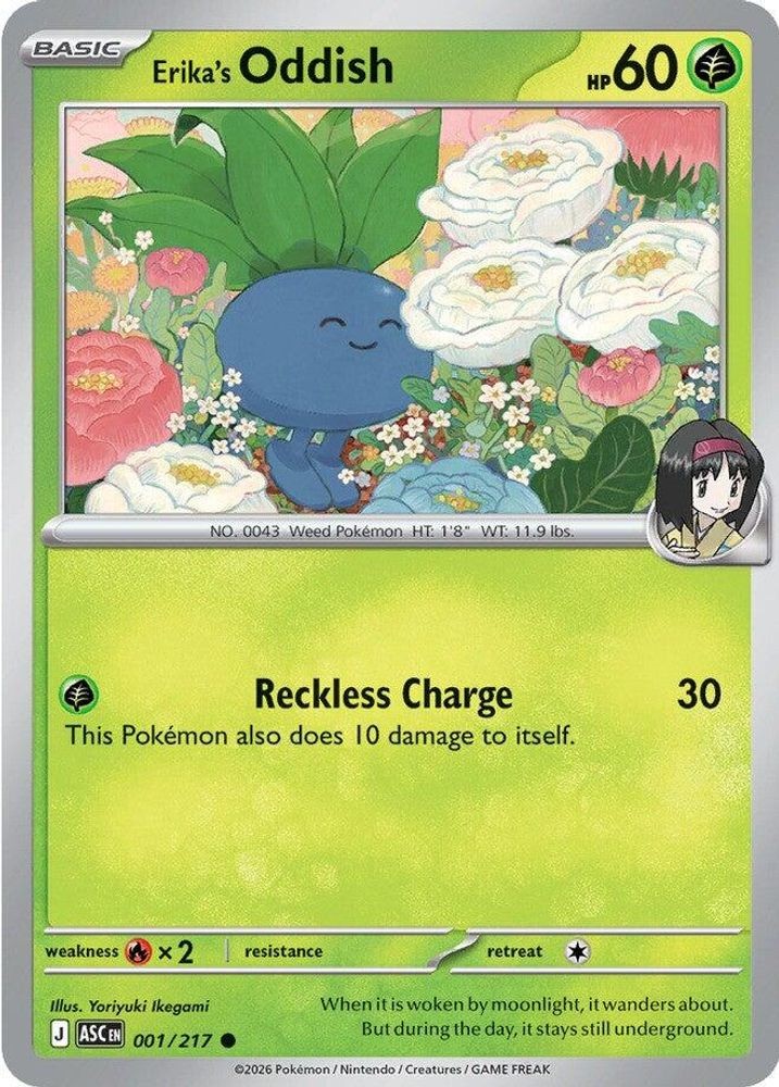 Erika\'s Oddish 001/217 Common ASCENDED HEROES Pokemon Near Mint