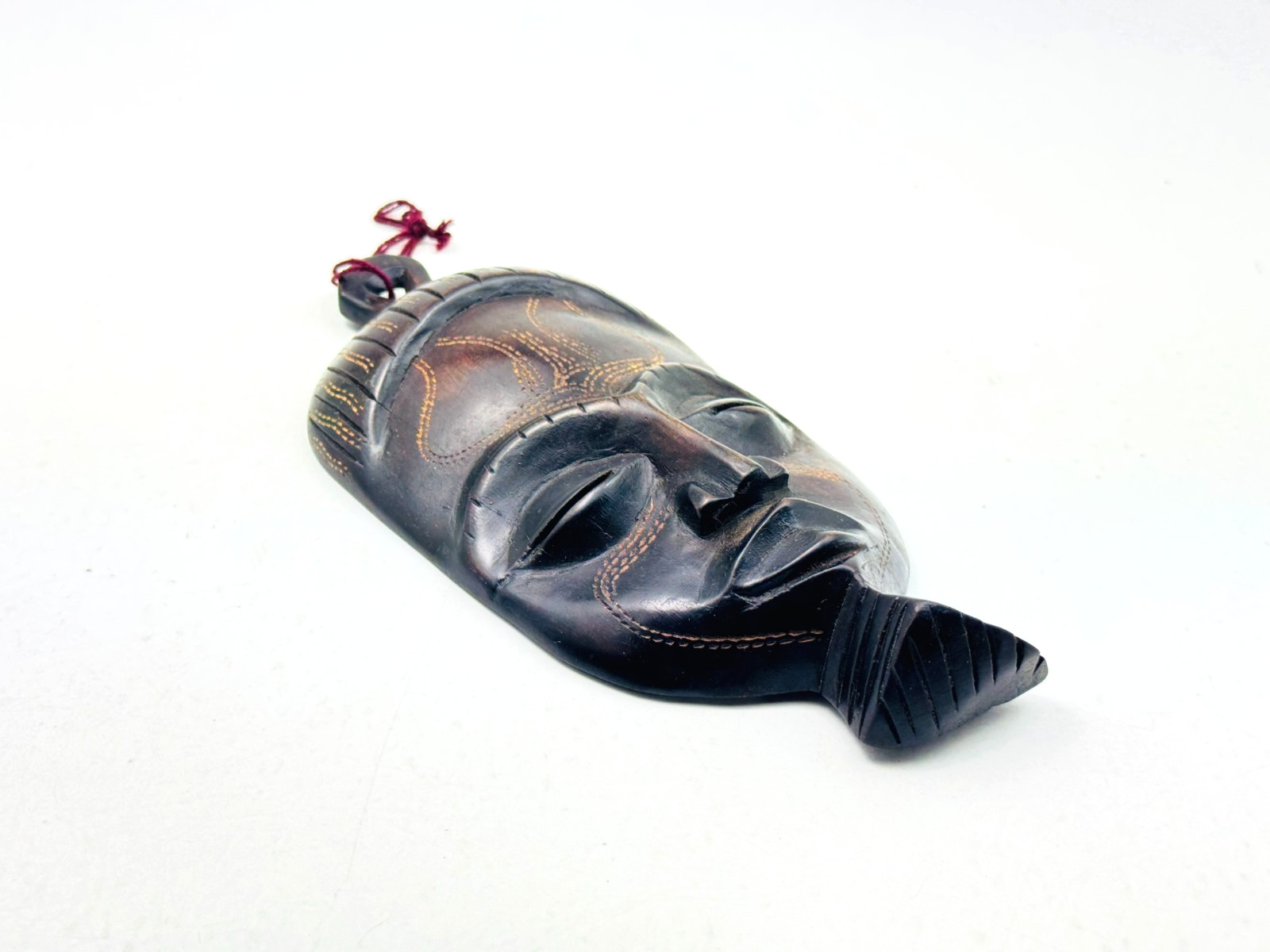 Vintage Djibouti Africa African Hand Carved Painted Wood Mask Ethnic Wall Art L1