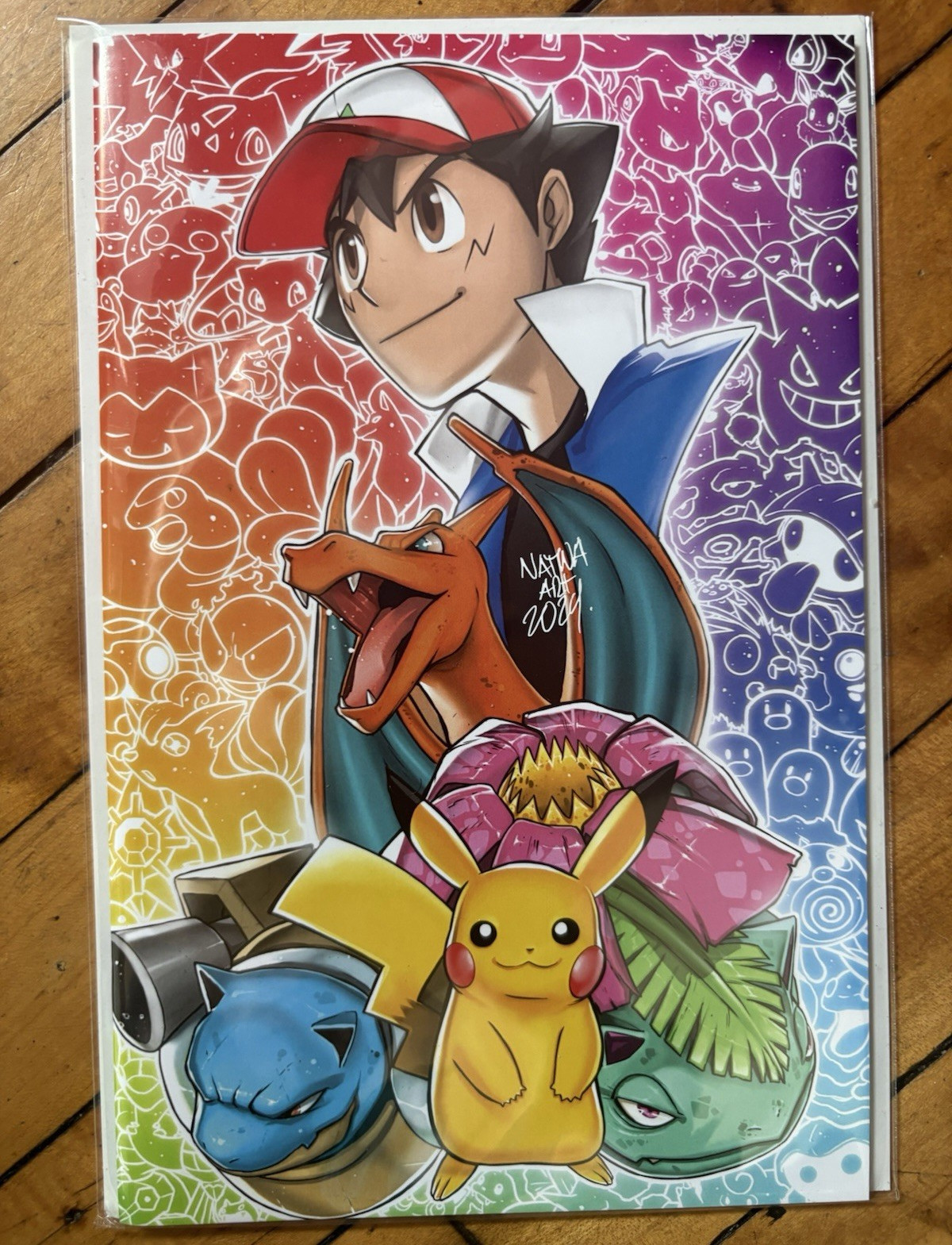 Pokémon Signed Ash Ketchum Pikachu Charizard Blastoise Venusaur  NATWA