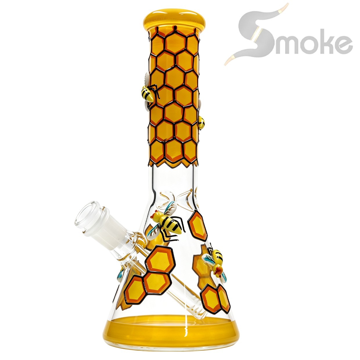 Hookah 10inch Beaker Bong Glass Bong Water Pipes Smoking Tobacco Bees /14mm bowl