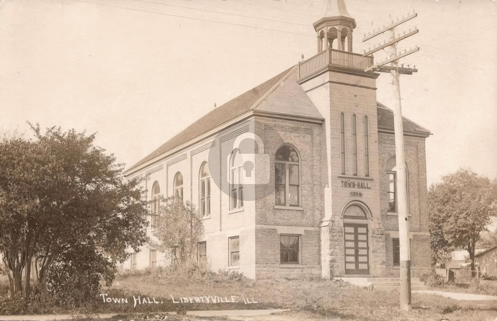 c1910 Libertyville IL Illinois Town Hall 1894 Lake Co. RPPC Photo Postcard COPY
