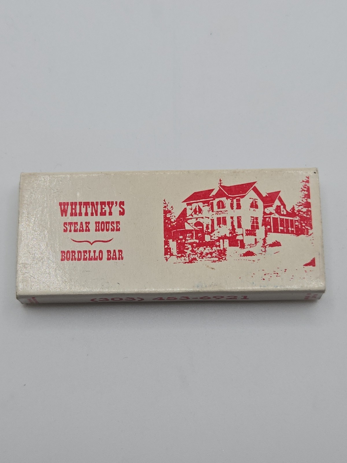 Whitney’s Steak House Bordello Bar Matchbox Unstruck Breckenridge CO Vintage