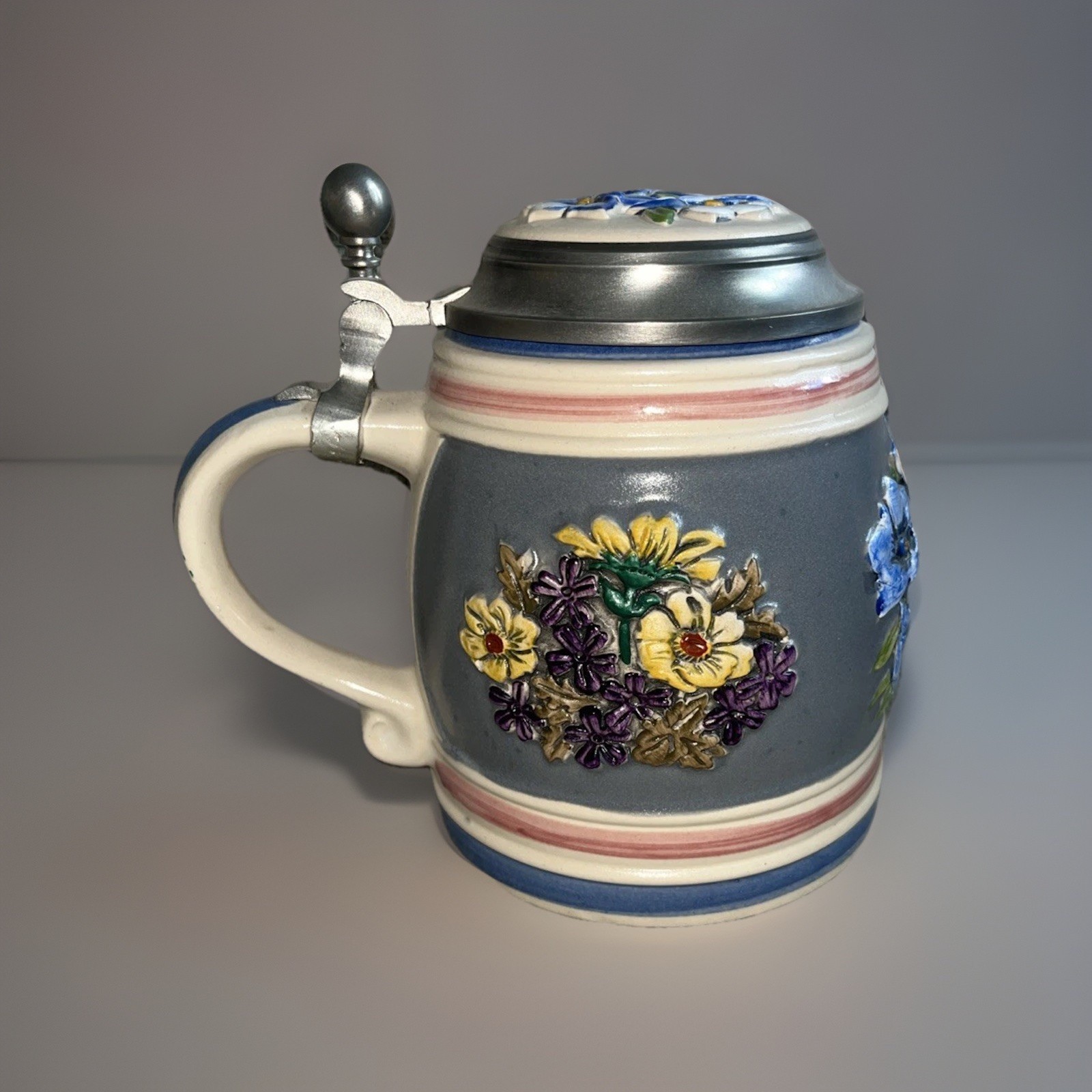 Vintage 1992 Enzian-Stein Gerz Ceramic Wild Flowers Limited Edition #3393 w/Cert