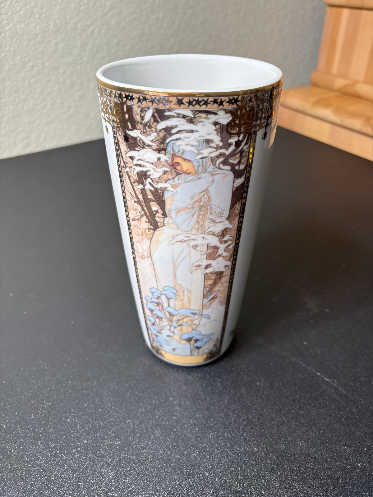 RARE Vintage Artis Orbis Germany MUCHA Winter, 1900 Vase Goebel