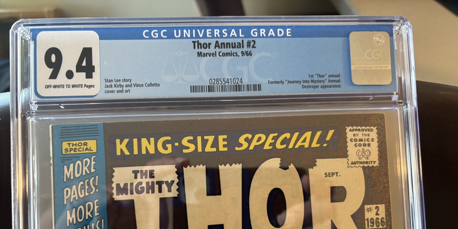 THOR ANNUAL #2 1966 CGC 9.4  ow/white classic destroyer avengers 