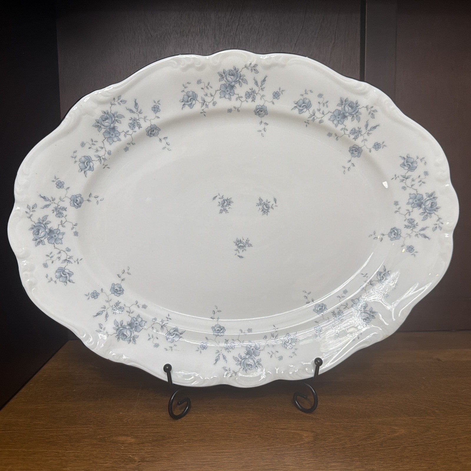 Vintage Johann Haviland Blue Garland Bavaria Germany Large Platter China 14.5”