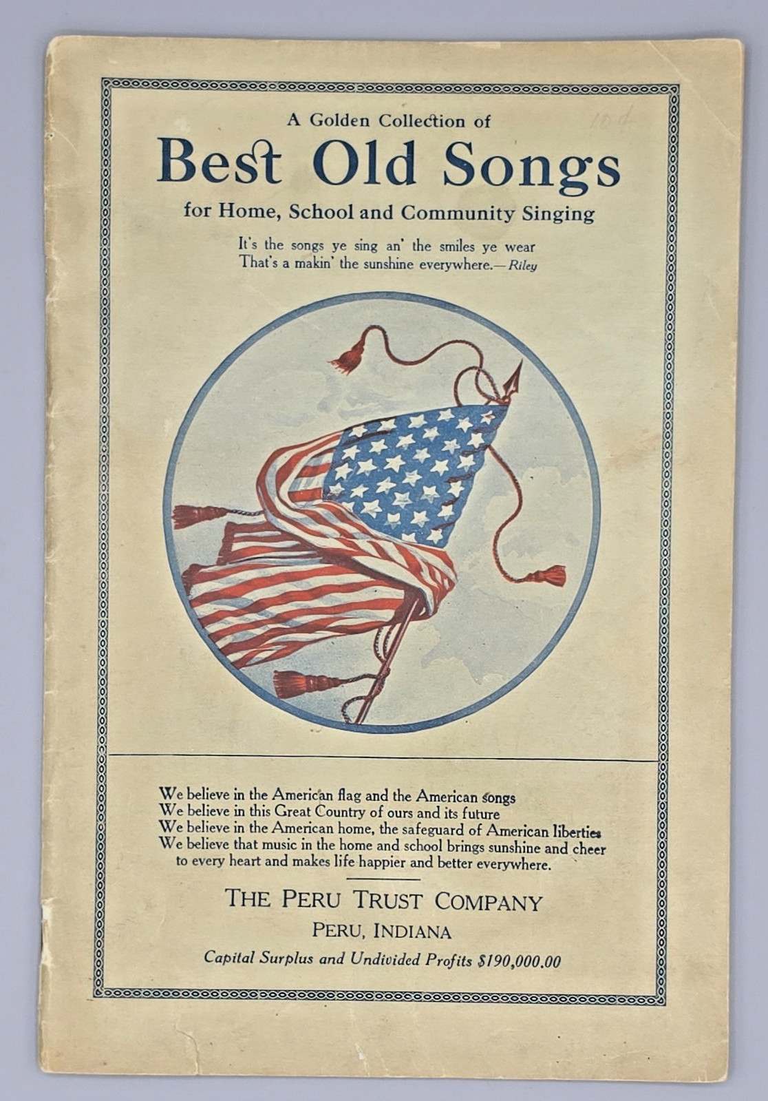 1918 Golden Collection of Best Old Songs Peru Trust Co Peru Indiana VTG 1918 Golden Collection of Best Old Songs Peru Trust Co Peru Indiana VTG
