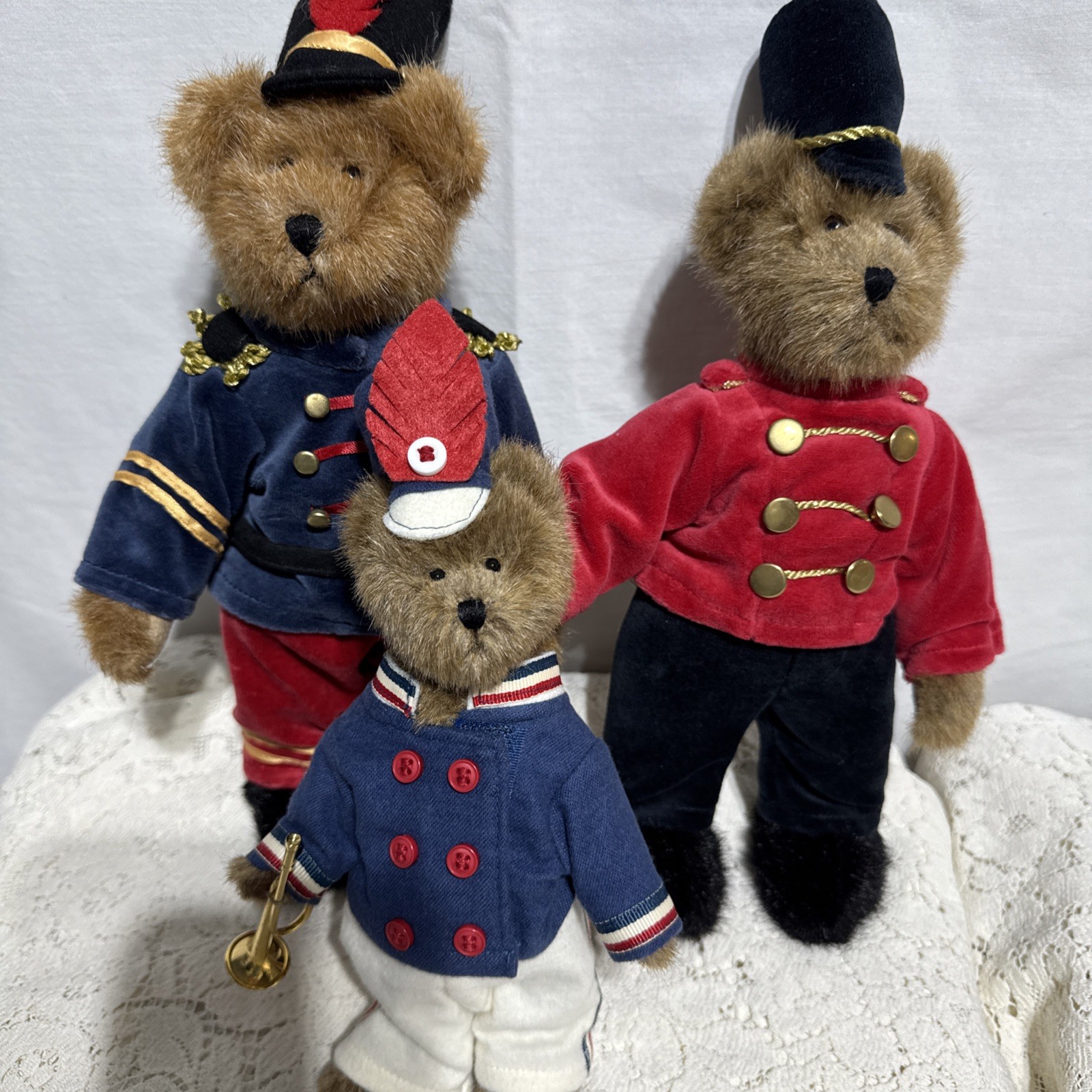 Vintage Boyds Bears Toy Soldier Marching Band Set of 3 - Pristine Cabinet Kept