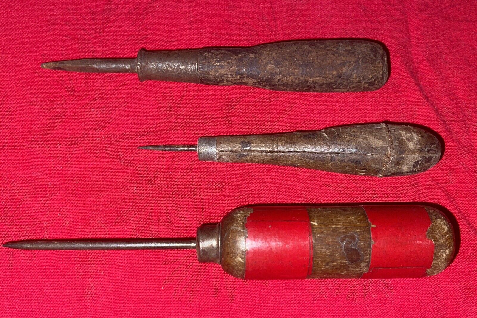 Ice Pick Awl Lot of 2 plus Handmade Tool Possibly Screwdriver