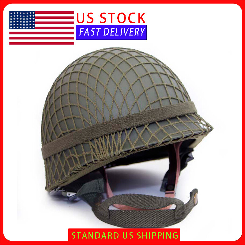 US WW2 M1 Helmet Full Set WWII with Chin Strap Net Cover Army
