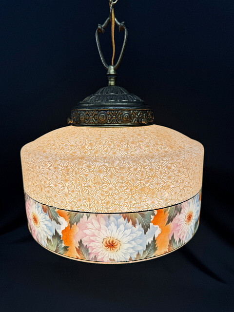 BELLOVA PENDANT ACID ETCHED SHADE FIXTURE-SAME MAKER AS EMERALITE BANKERS\' LAMPS