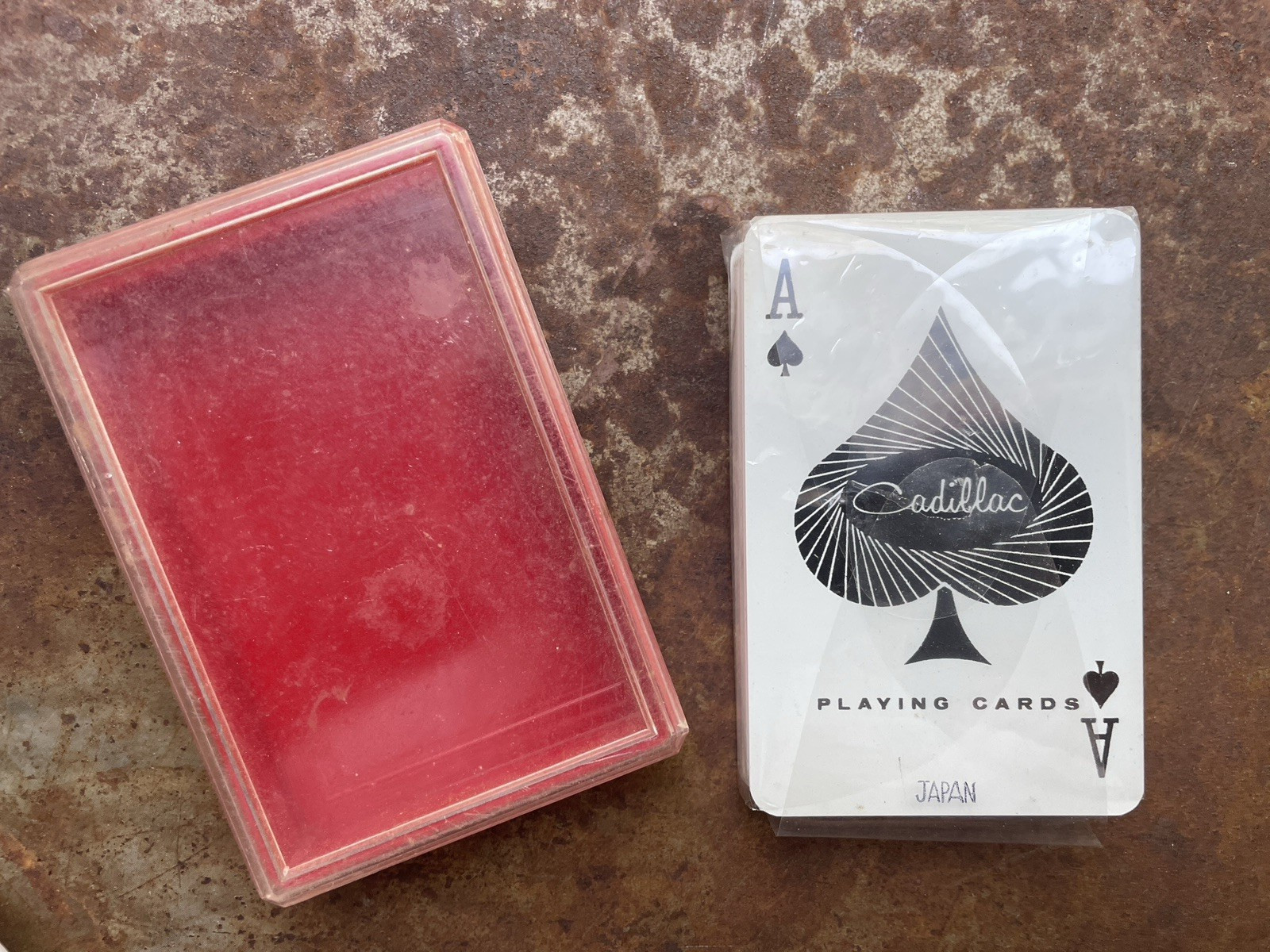 Vintage c1970s Cadillac All Plastic Playing Cards Japan Sealed with case