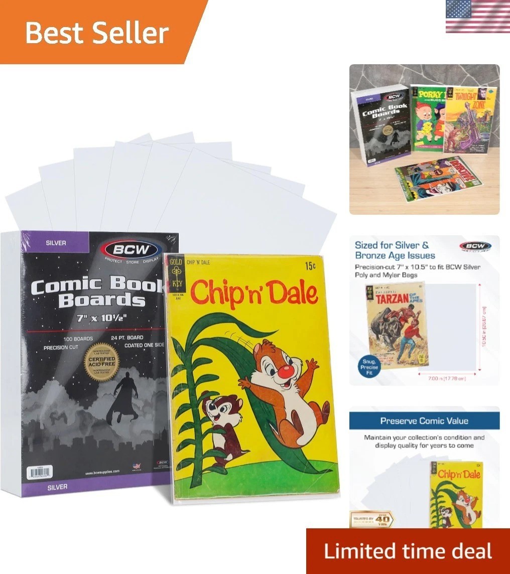 Durable 100 Pack Silver Comic Book Backing Boards 7\