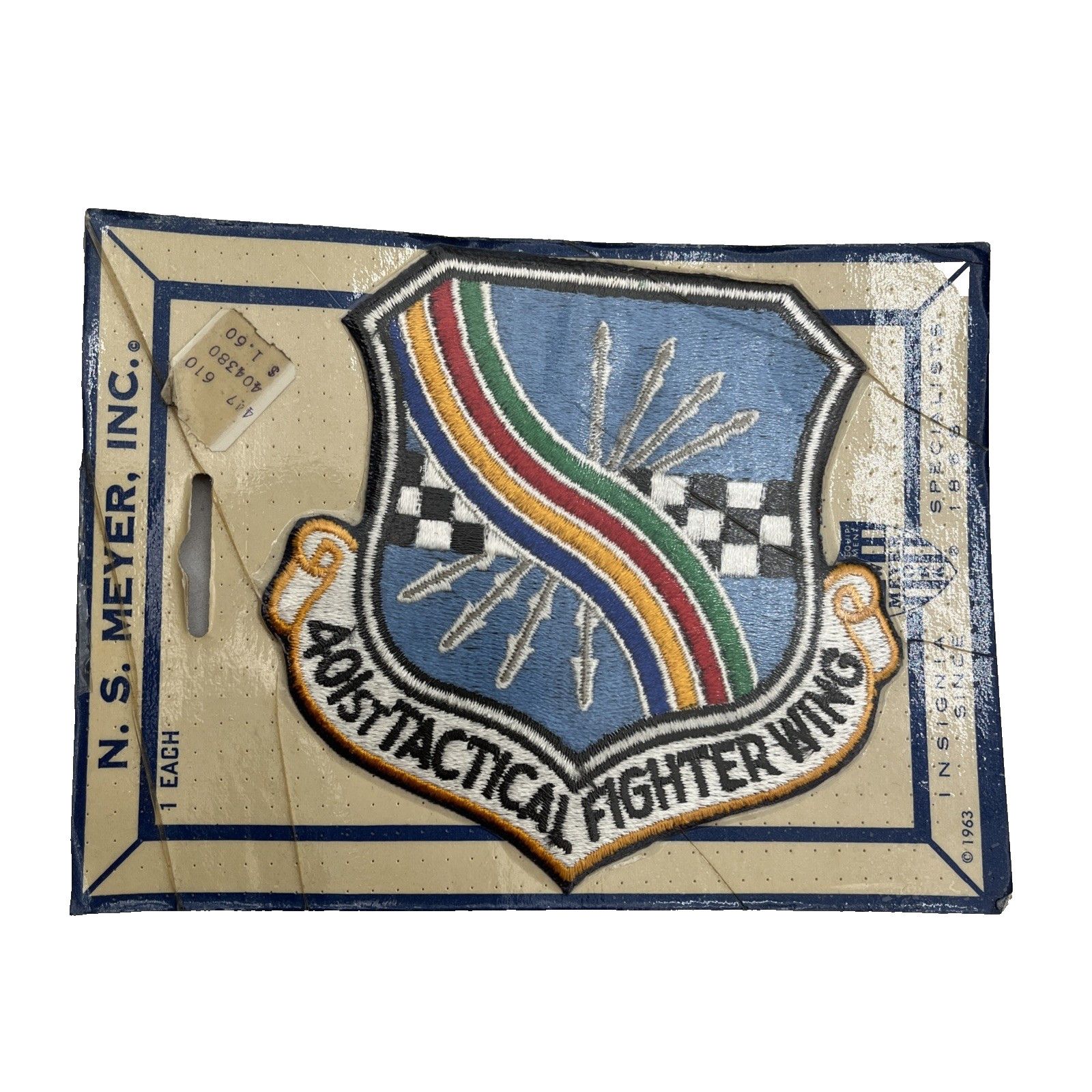 Vintage N.S. Meyer USAF Tactical Fighter Wing Patch NOS 1963 Original Packaging