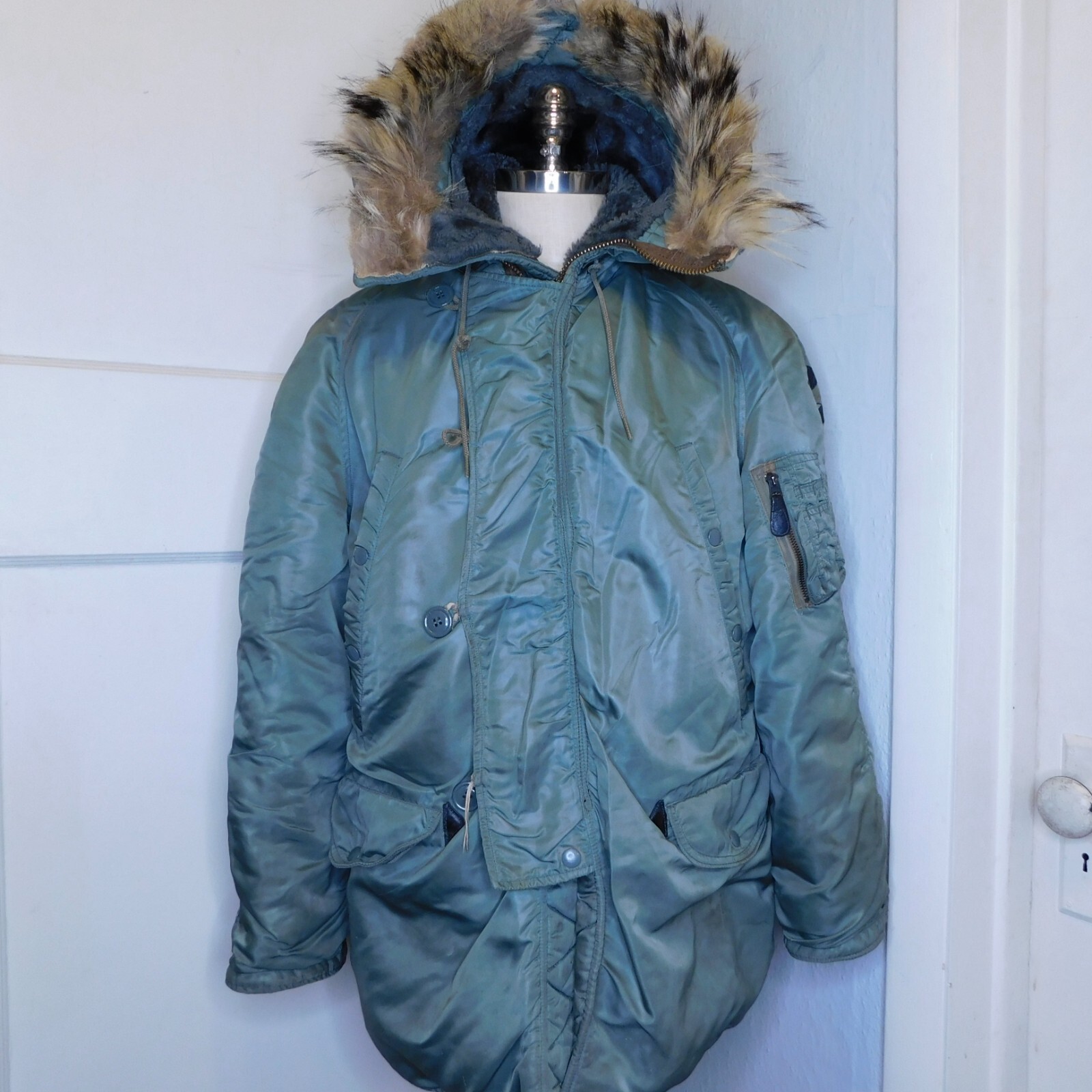 Vtg 50s USAF N-3B Jacket Aircrew Heavy Cold Weather Parka Fur hood