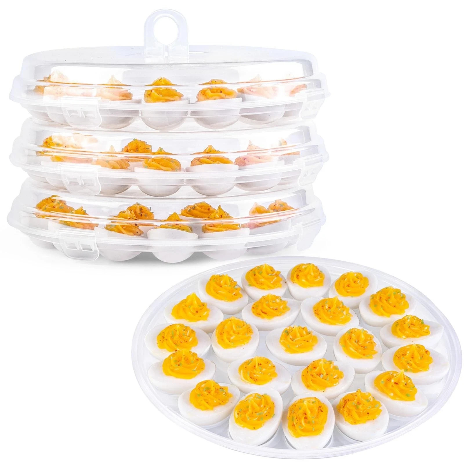 Deviled Egg Containers with Lid, 3PCS Deviled Egg Platter Carrier Holder Tray... Deviled Egg Containers with Lid, 3PCS Deviled Egg Platter Carrier Holder Tray...