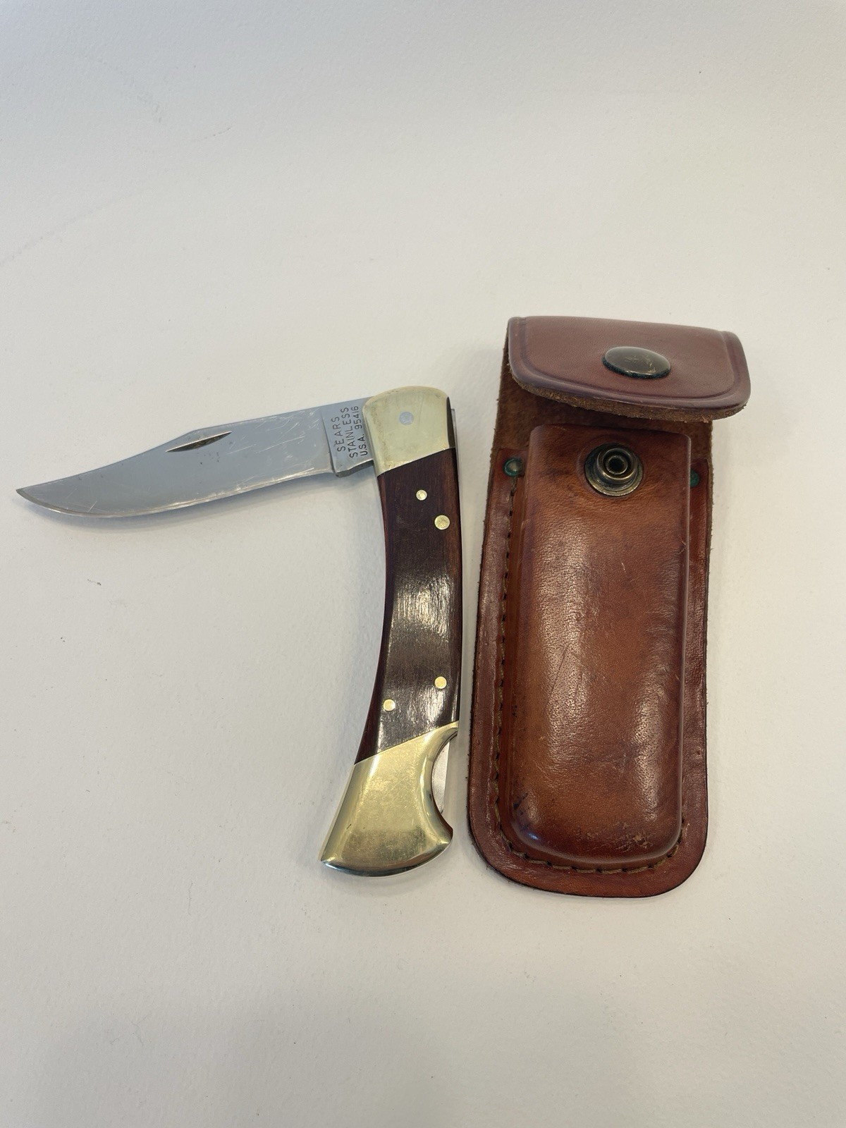 Vintage Sears Stainless USA 95416 Lockback Pocket Knife With Sheath