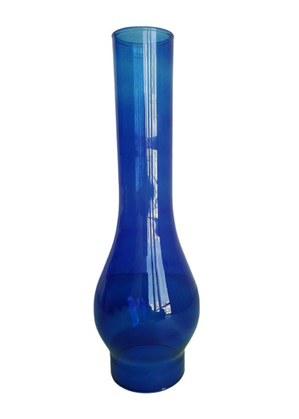 Cobalt Blue Vienna Glass Chimney For Kerosene Oil Lamps - 10 15/64