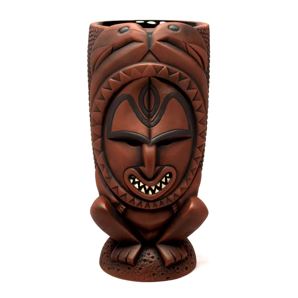 Papua-San Tiki Mug By Tiki Farm and Tank Red Tiki Bar New in Box Mask Red Glaze
