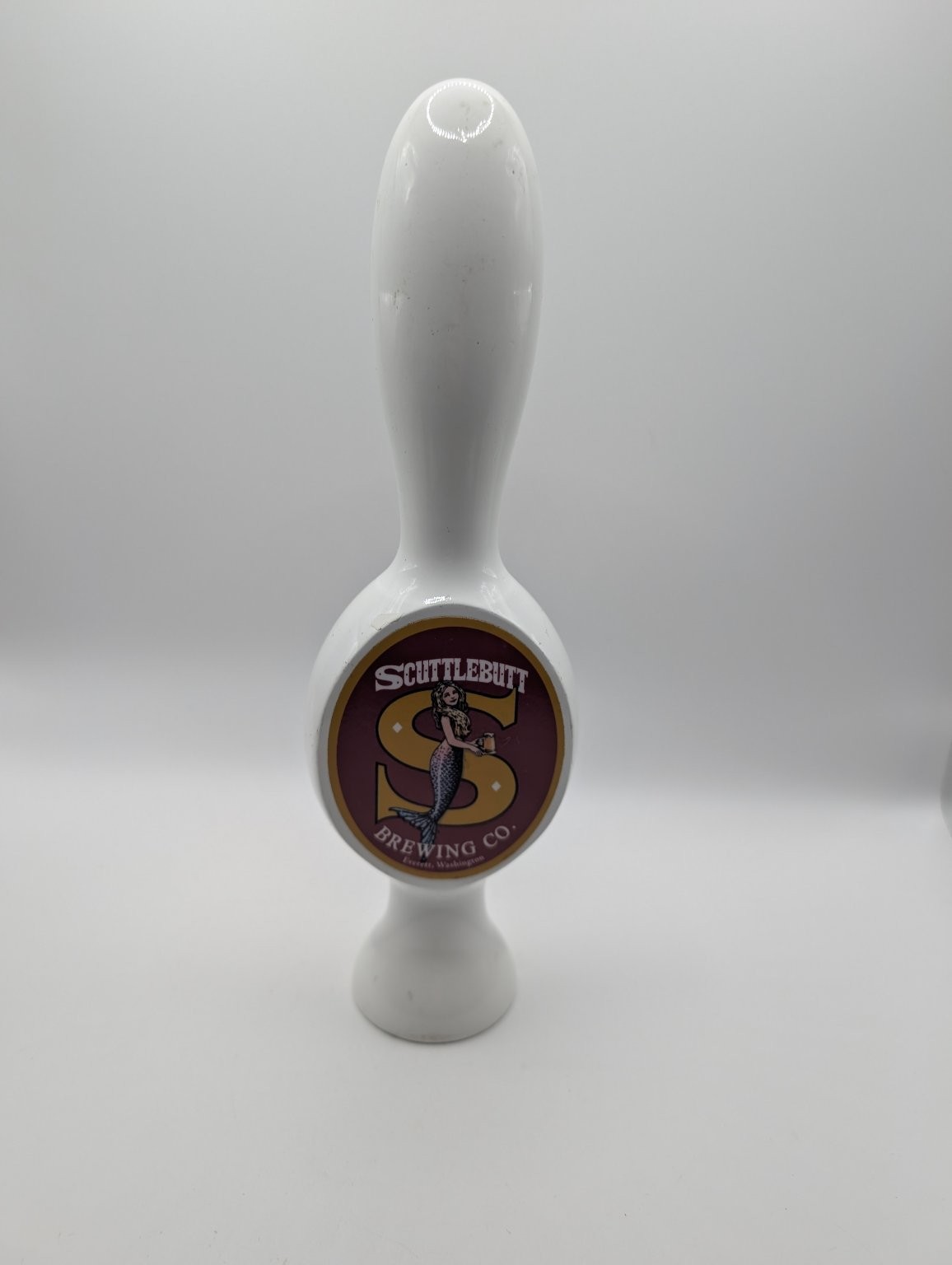 Scuttlebutt Brewing Co. Tap Handle White Tall Mermaid Logo Brewery Collectible Scuttlebutt Brewing Co. Tap Handle White Tall Mermaid Logo Brewery Collectible