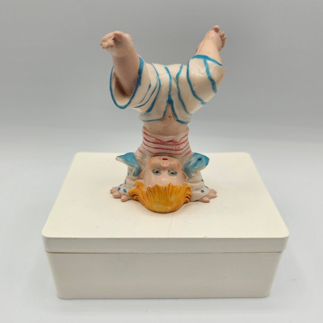 Vintage Lillian Vernon Made in Italy Trinket Box Whimsical Headstand Boy Vintage Lillian Vernon Made in Italy Trinket Box Whimsical Headstand Boy