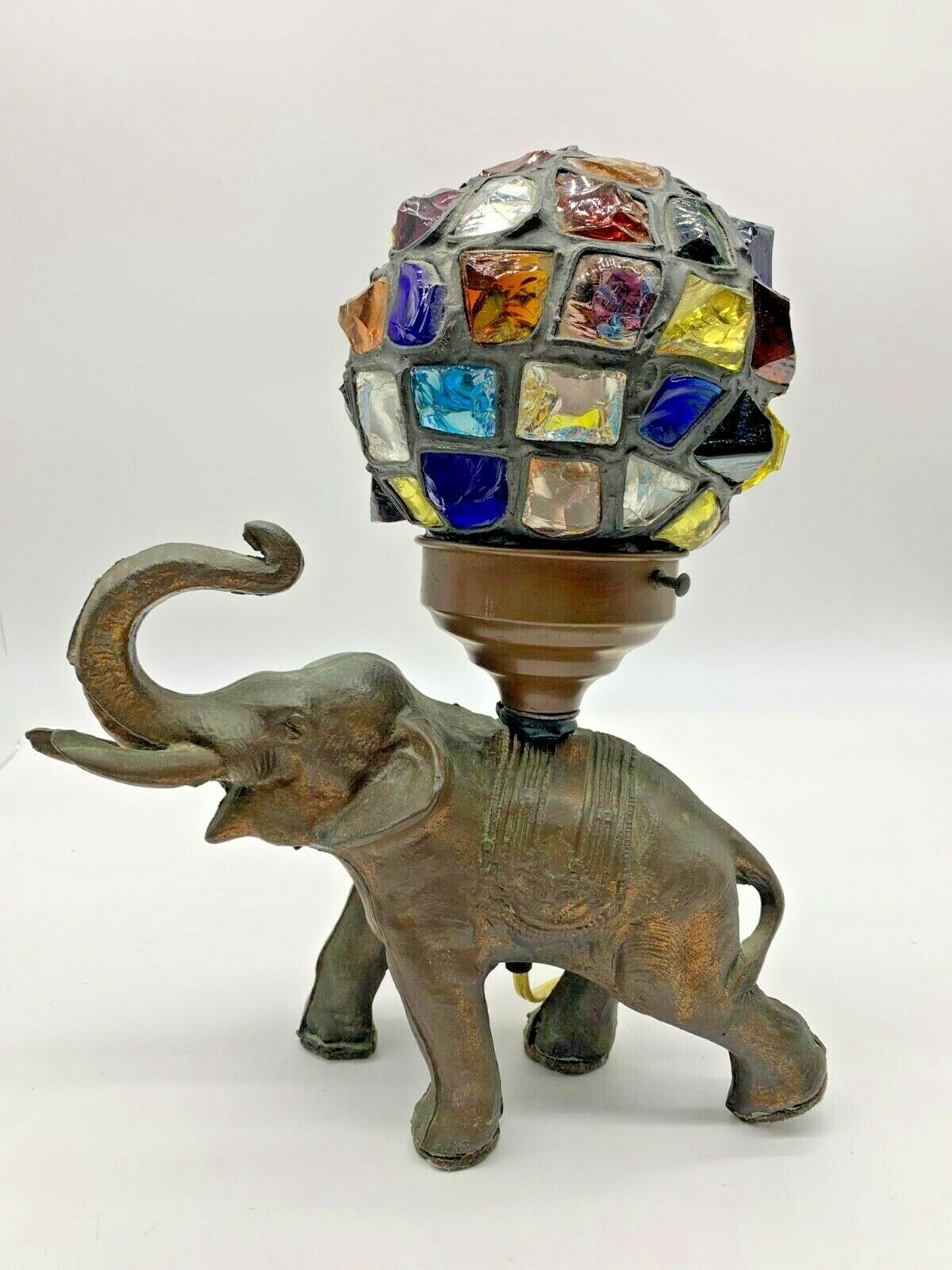 Vintage Trunk Up Lucky Elephant Multi Color Radio Lamp