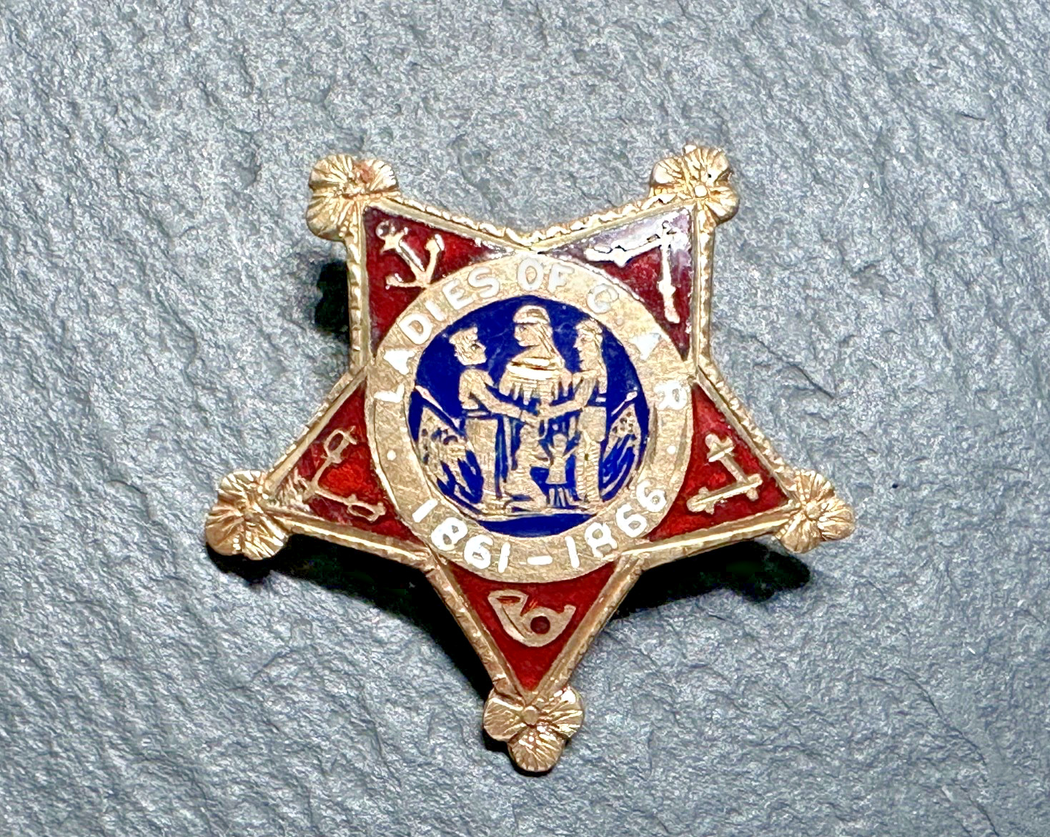 1861-1866 LADIES OF GAR GOLD FILLED ENAMEL STAR 1\