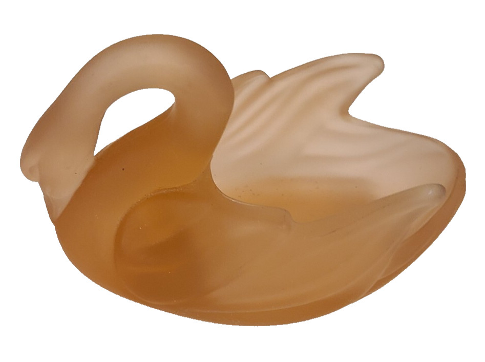 Pink Satin Glass Swan Trinket Dish Vintage