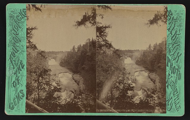 Photo:Ausable Chasm NY 1860s Horse Shoe Birmingham Falls Stereo View