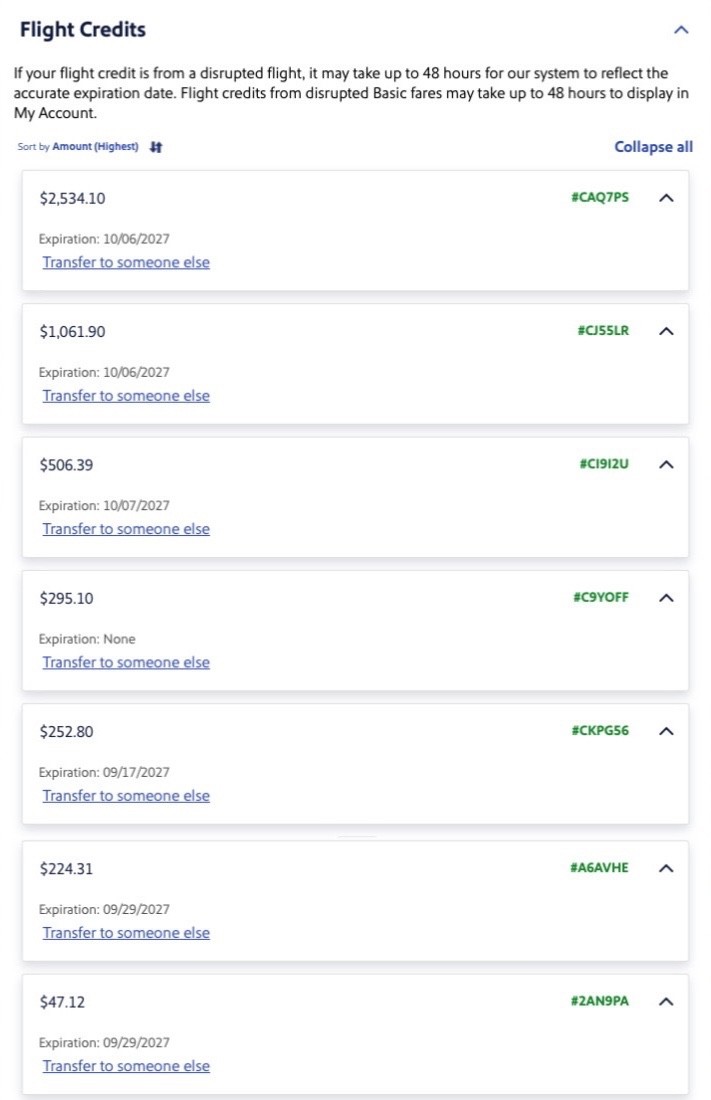 Southwest Airlines Transferable Flight Credit - Fast Transfer