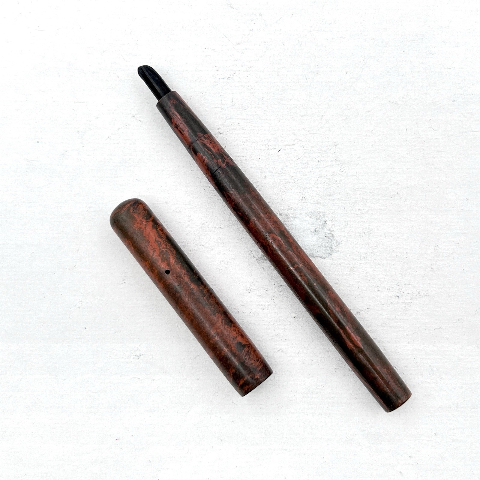 VTG Waterman 12 Eyedropper Fountain Pen Red Mottled Rubber (No Nib) AS IS