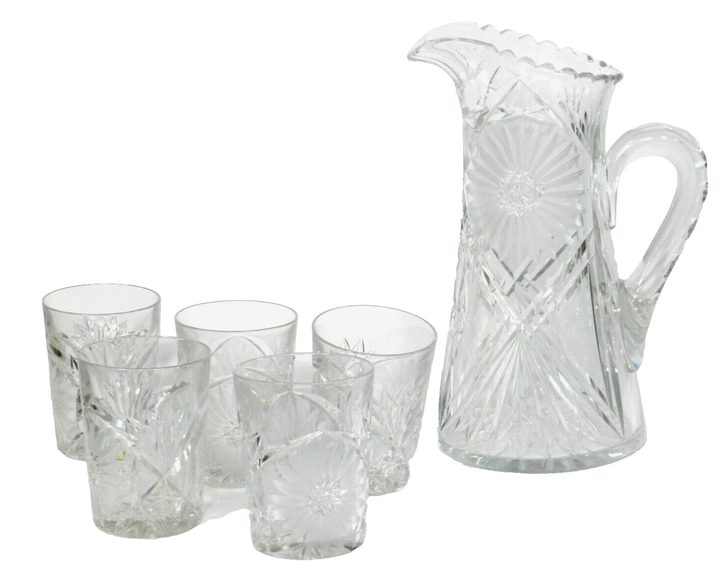 COMET IN THE STARS Water Pitcher Set with 5 Glass Tumblers PINWHEEL