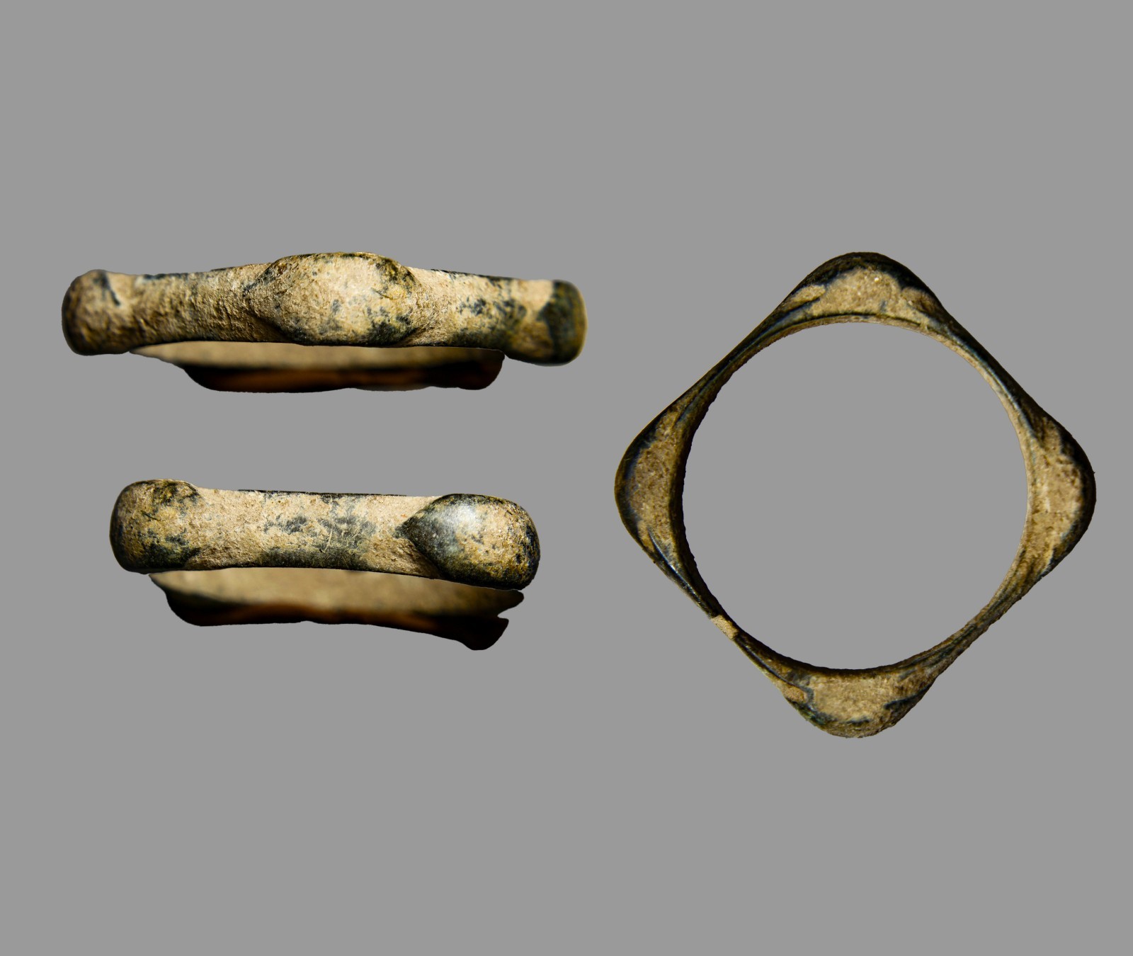 RARE Antiquity Ancient Hellenistic Bronze Four-Knopped Archer Ring 300BC