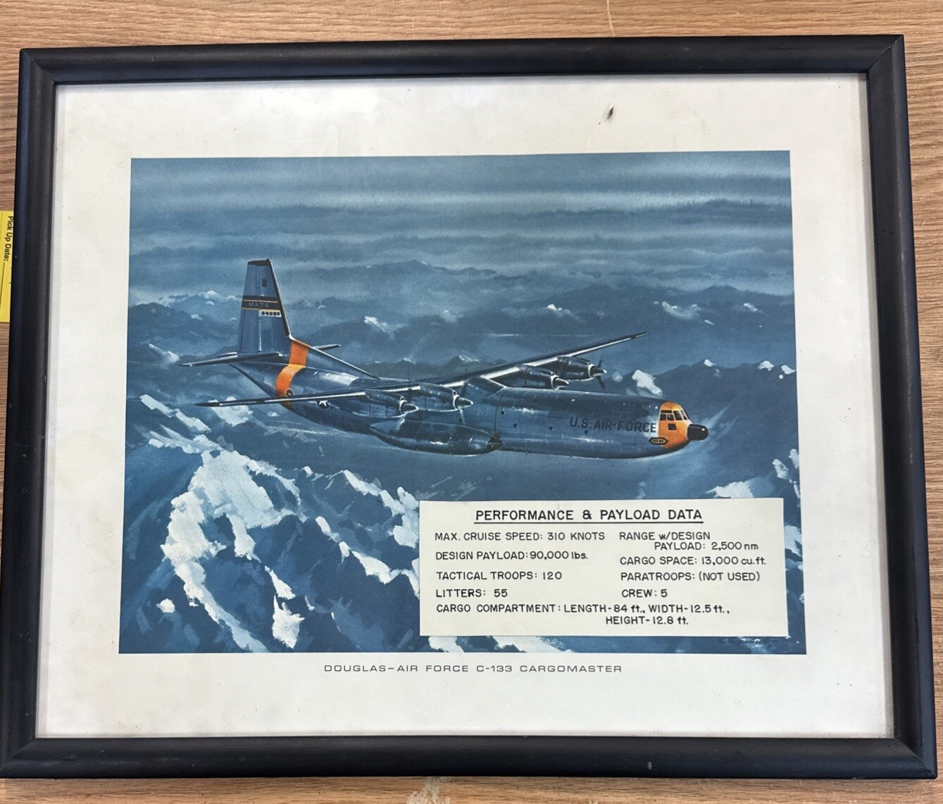 Douglas-Air Force C-133 Cargomaster Rare Vintage R.G. Smith Print w/ Data Sheet Douglas-Air Force C-133 Cargomaster Rare Vintage R.G. Smith Print w/ Data Sheet