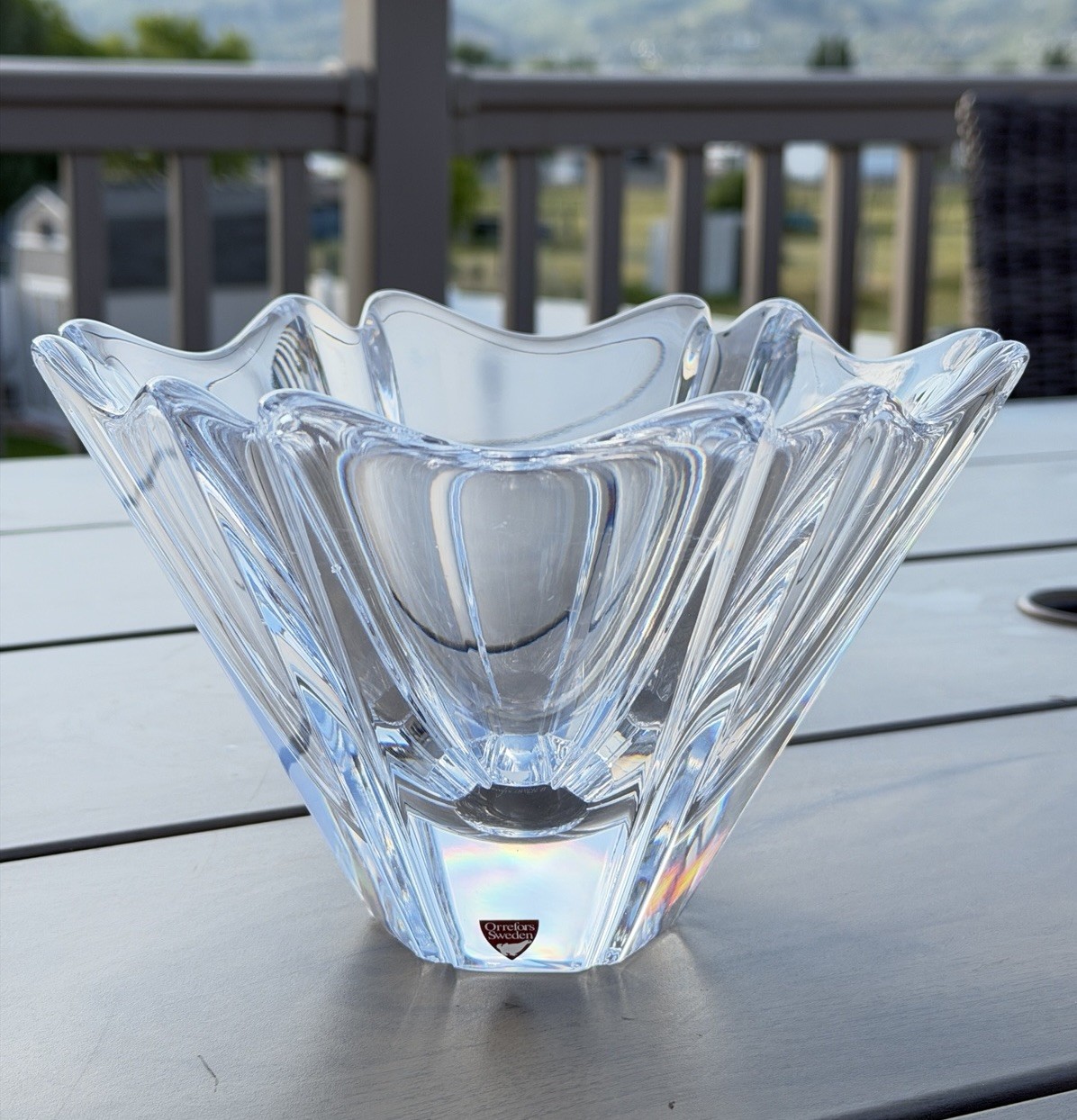 ORREFORS ORION Lars Hellsten Heavy Crystal Clear Bowl for Caviar Set,8”, Signed