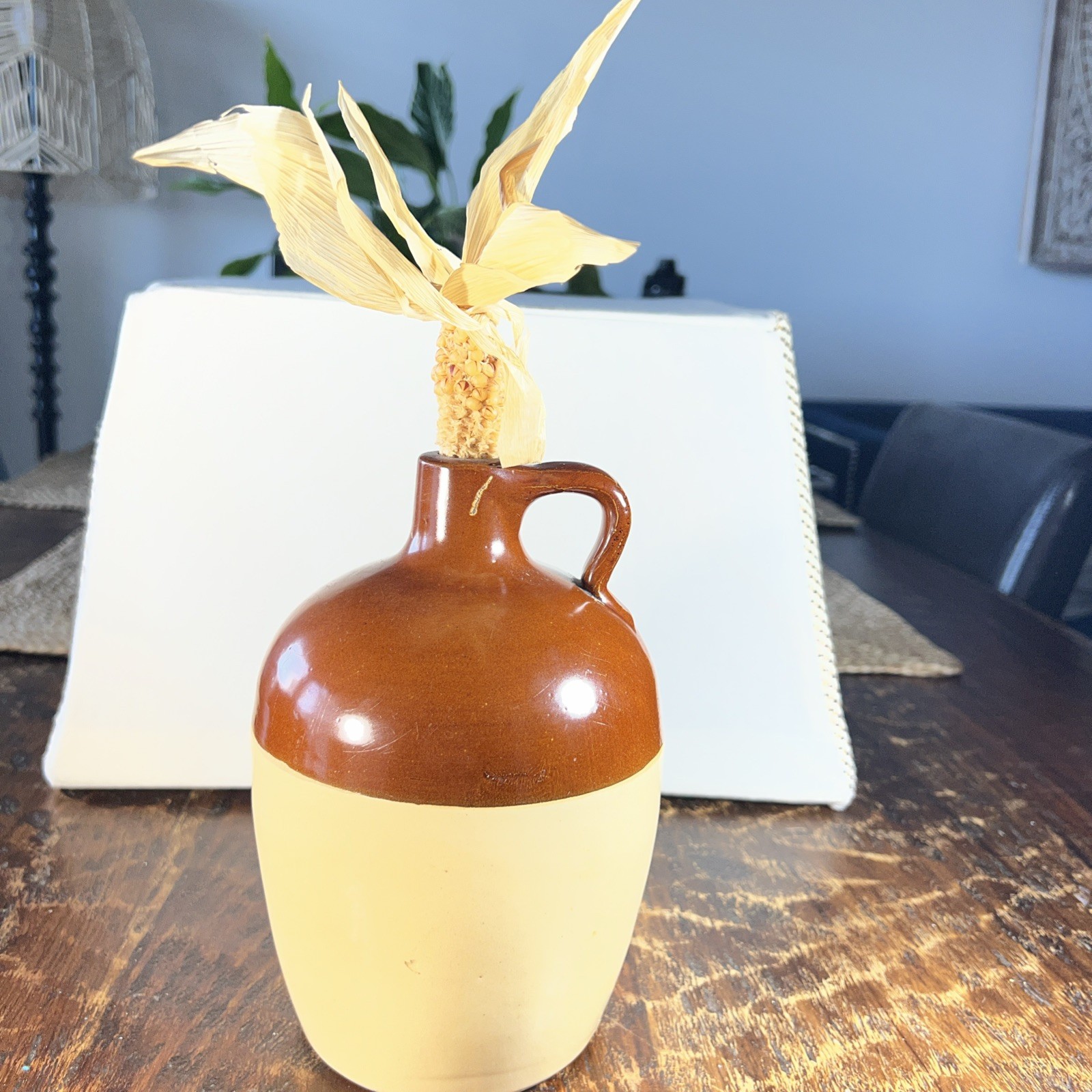 VTG Two-Tone Crock Stoneware Moonshine Jug 7\