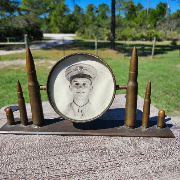 Vtg Swivel Shell Casings Trench Art Bullet Picture Frame Military WWII Era Brass