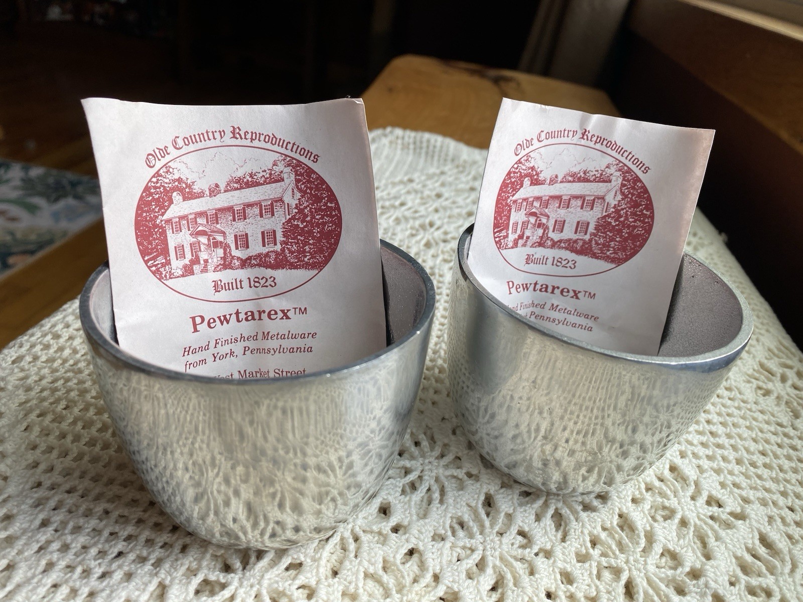 Set Of Two Vintage Pewtarex York PA Jefferson Punch Cups 2 3/4\