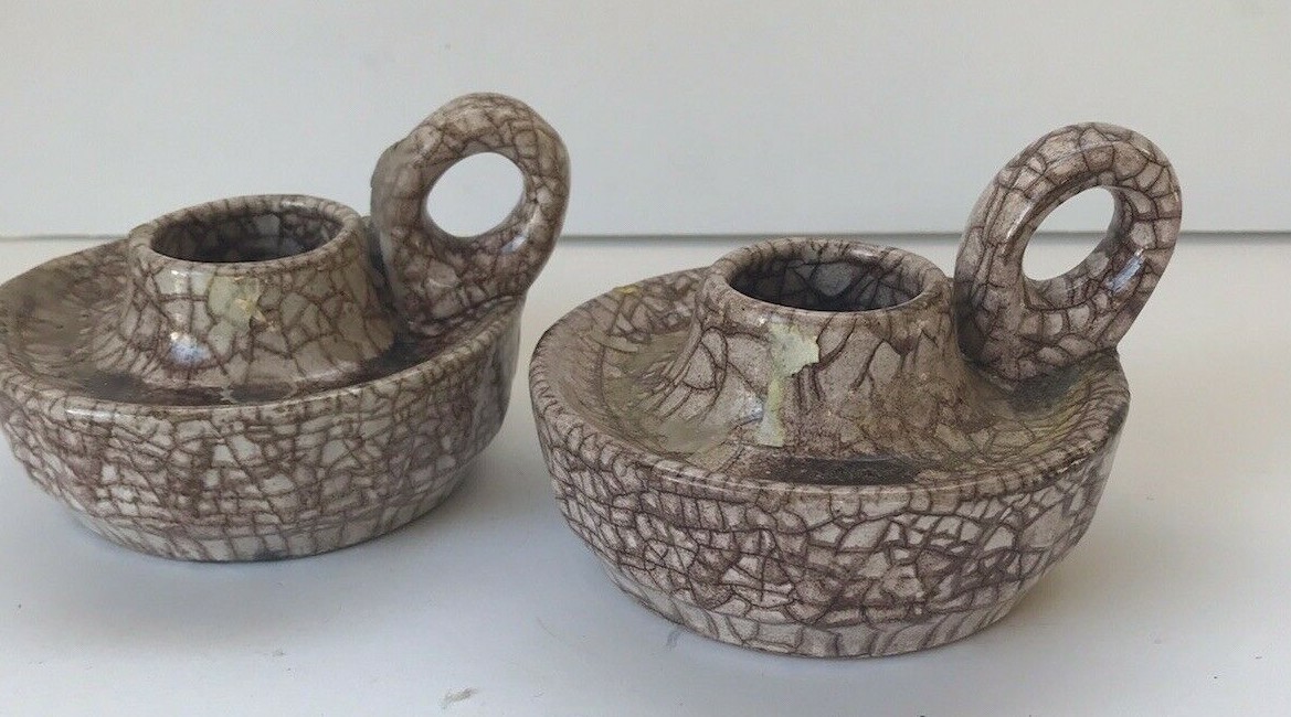 Spoldzielnia Rzemieslnicza Reflex  Warsaw Poland chamber candle Brown crackle 2