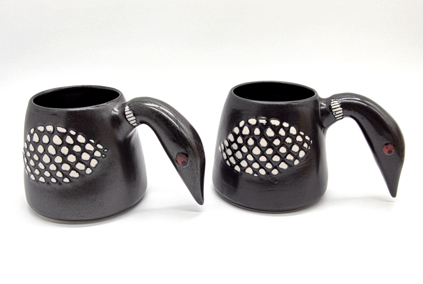 VTG 1991/97 Stephen Schiffer Studio Art Pottery Canada Goose Loon Mug Set of 2