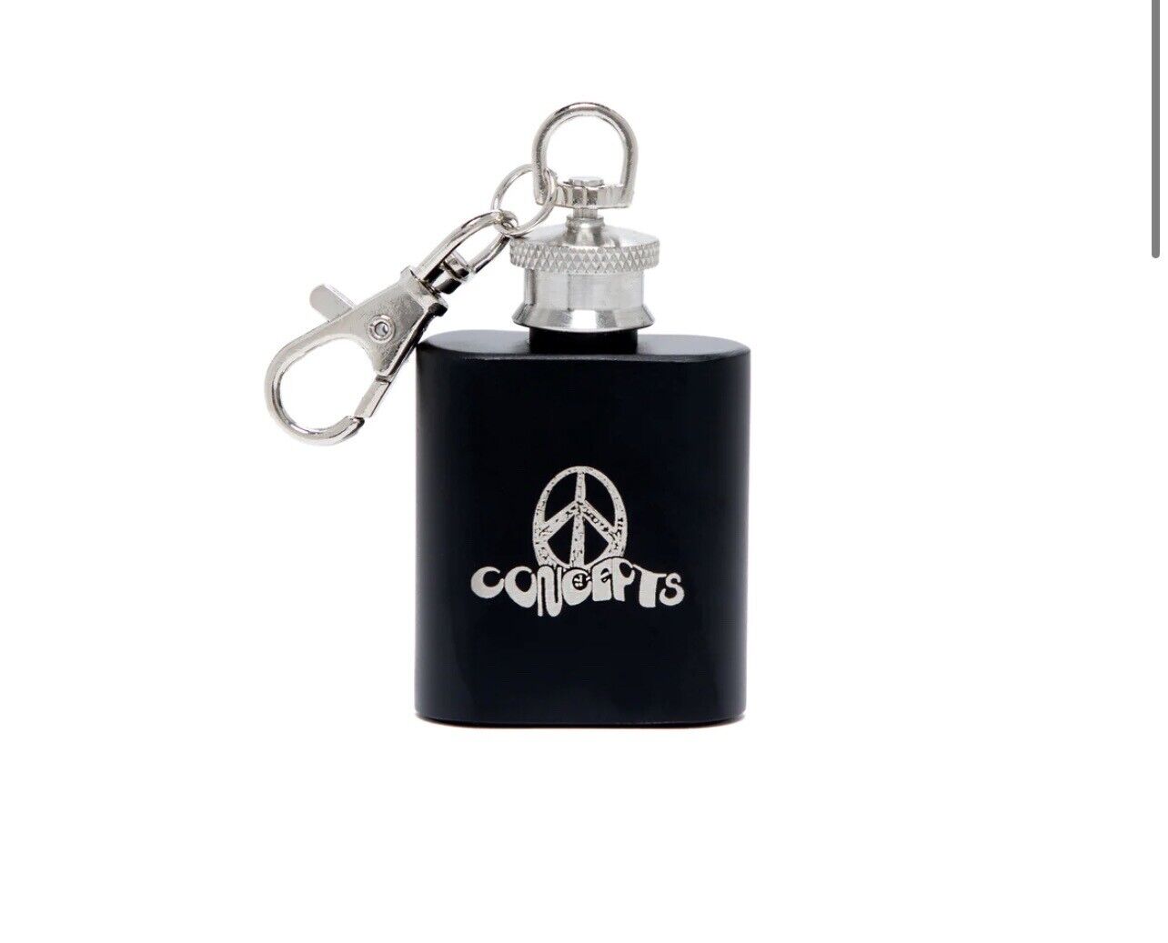 CONCEPTS Black Flask Keychain NEW IN BOX NEVER USED PEACE SIGN LOGO HIPPIE